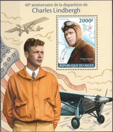 Poštová známka Niger 2014 Charles Lindbergh, letadla Mi# Block 275 Kat 8€