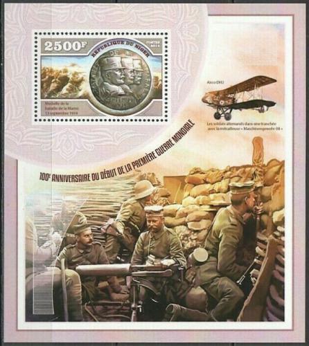 Poštová známka Niger 2014 První použití plynu ve válce Mi# Mi# Block 365 Kat 10€