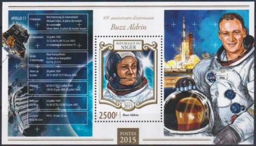 Poštová známka Niger 2015 Buzz Aldrin, kozmonaut Mi# Block 416 Kat 10€