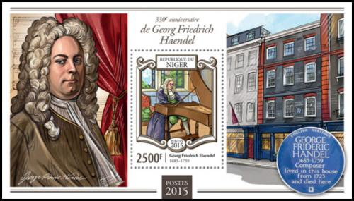 Poštová známka Niger 2015 Georg Friedrich Händel Mi# Block 408 Kat 10€