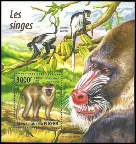 Poštová známka Niger 2015 Opice Mi# Block 447 Kat 12€
