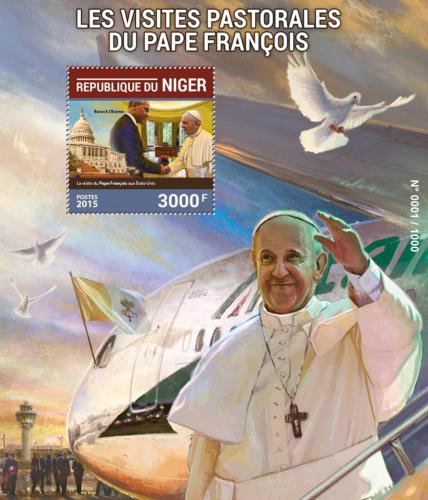 Poštová známka Niger 2015 Papež František Mi# Block 497 Kat 11€