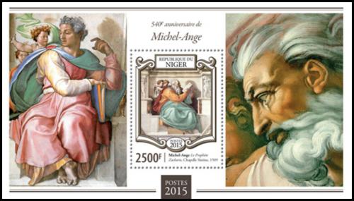 Poštová známka Niger 2015 Umenie, Michelangelo Mi# Block 407 Kat 10€