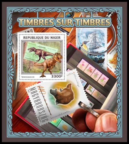 Poštová známka Niger 2016 Dinosaury na známkách Mi# Block 623 Kat 13€