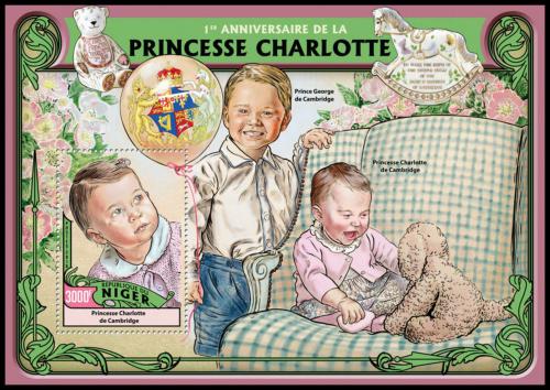 Poštová známka Niger 2016 Princezna Charlotte Mi# Block 570 Kat 12€