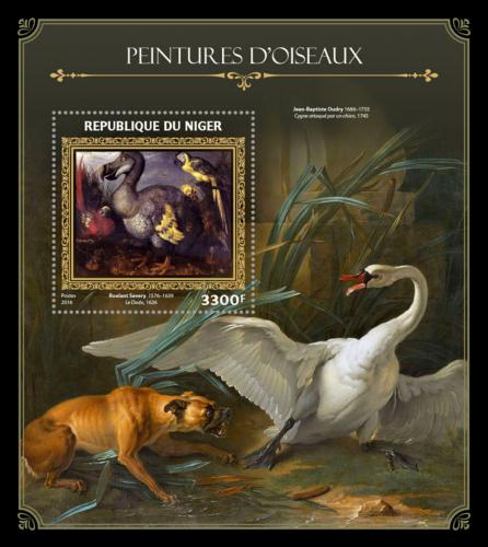 Poštová známka Niger 2016 Umenie, ptáci Mi# Block 576 Kat 13€
