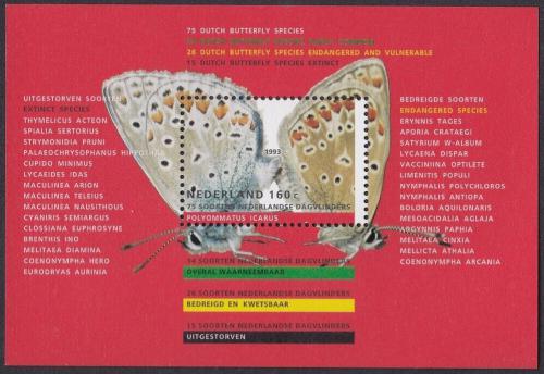 Poštová známka Holandsko 1993 Motýle Mi# Block 38