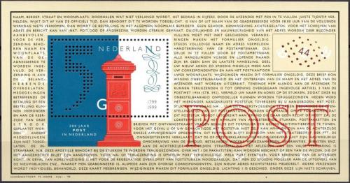 Poštová známka Holandsko 1999 Poštovní služby Mi# Block 61 Kat 5.50€