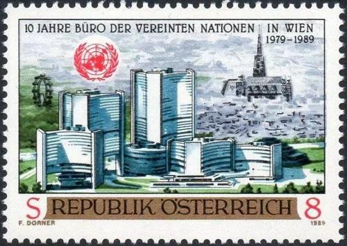 Potov znmka Raksko 1989 Budovy OSN ve Vdni Mi# 1966