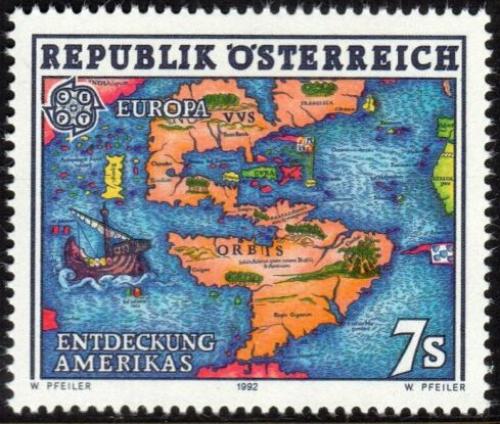 Poštová známka Rakúsko 1992 Európa CEPT, objavenie Ameriky Mi# 2062