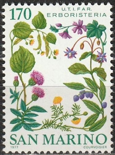 Poštová známka San Marino 1977 Lieèivé rastliny Mi# 1148