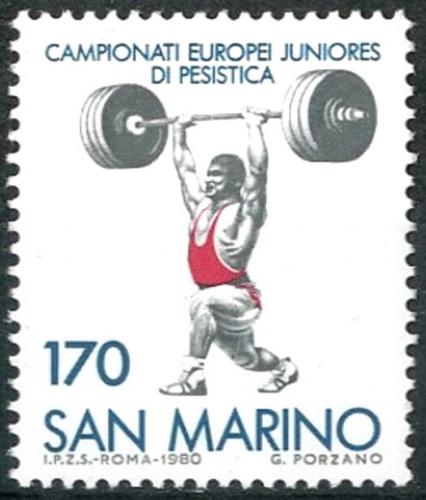 Poštová známka San Marino 1980 ME ve vzpírání Mi# 1221