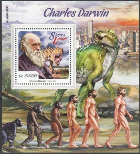 Poštová známka Sierra Leone 2015 Dinosaury, Charles Darwin Mi# Block 887 Kat 11€
