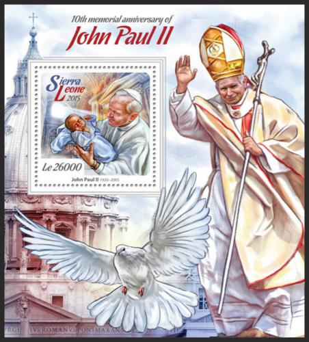 Potov znmka Sierra Leone 2015 Pape Jan Pavel II. Mi# Block 772 Kat 12