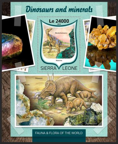 Potov znmka Sierra Leone 2016 Dinosaury a minerly Mi# Block 1037 Kat 11