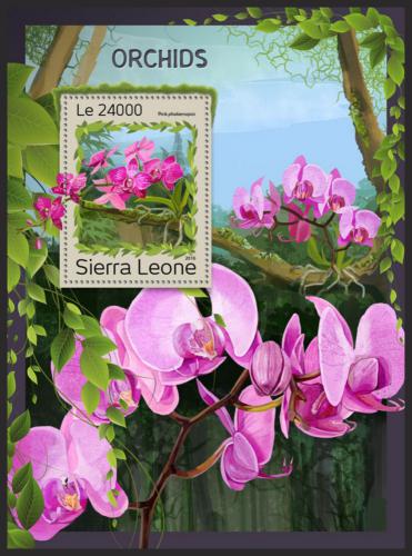 Potov znmka Sierra Leone 2016 Orchideje Mi# Block 1117 Kat 11