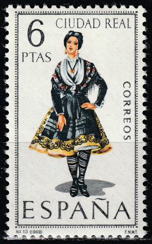 Poštová známka Španielsko 1968 ¼udový kroj Ciudad Real Mi# 1734