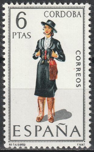 Poštová známka Španielsko 1968 ¼udový kroj Córdoba Mi# 1738
