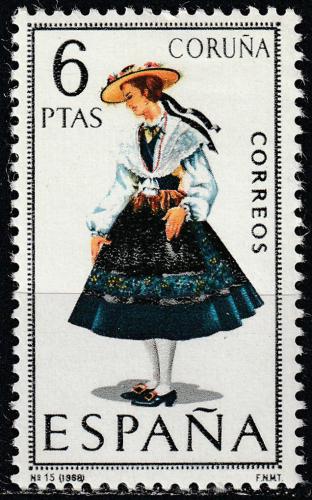 Poštová známka Španielsko 1968 ¼udový kroj Coruòa Mi# 1739