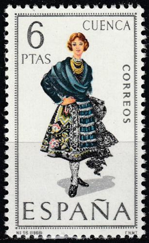 Poštová známka Španielsko 1968 ¼udový kroj Cuenca Mi# 1754