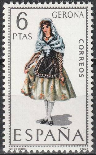 Poštová známka Španielsko 1968 ¼udový kroj Gerona Mi# 1759