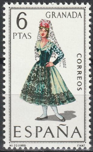Poštová známka Španielsko 1968 ¼udový kroj Granada Mi# 1775
