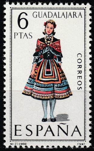 Poštová známka Španielsko 1968 ¼udový kroj Guadalajara Mi# 1776