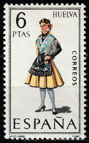 Poštová známka Španielsko 1968 ¼udový kroj Huelva Mi# 1787
