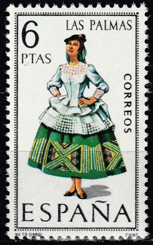 Poštová známka Španielsko 1968 ¼udový kroj Las Palmas Mi# 1764
