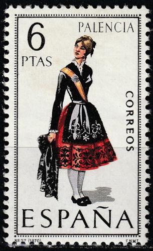 Potovn znmka panlsko 1970 Lidov kroj Palencia Mi# 1844