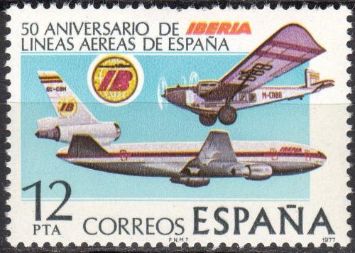 Poštovní známka Španìlsko 1977 Letadla Mi# 2340