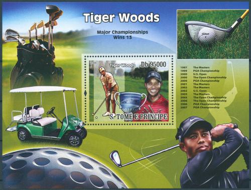 Potov znmka Svt Tom 2008 Tiger Woods, golf Mi# Block 659 Kat 12 - zvi obrzok