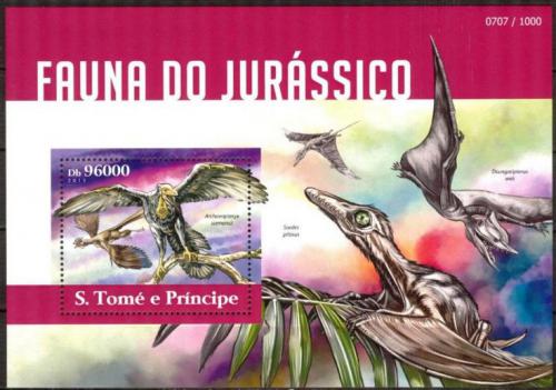 Poštová známka Svätý Tomáš 2015 Dinosaury Mi# Block 1093 Kat 10€