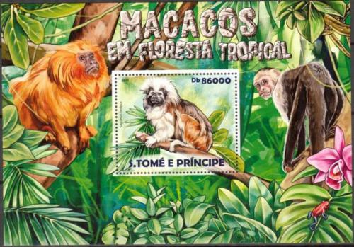 Poštová známka Svätý Tomáš 2015 Opice Mi# Block 1089 Kat 8.50€