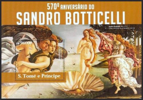 Potov znmka Svt Tom 2015 Umenie, Sandro Botticelli Mi# Block 1095 Kat 10 - zvi obrzok