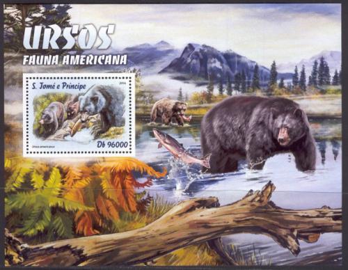 Poštová známka Svätý Tomáš 2016 Ameriètí medvede Mi# Block 1206 Kat 10€