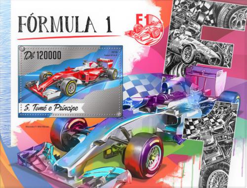 Poštová známka Svätý Tomáš 2016 Formule 1 Mi# Block 1247 Kat 12€ 