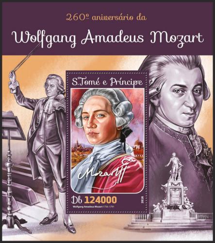 Potov znmka Svt Tom 2016 Wolfgang Amadeus Mozart Mi# Block 1153 Kat 12 
