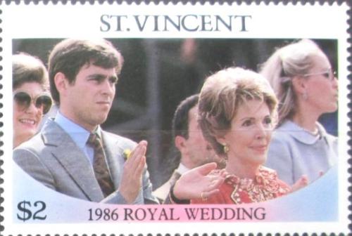 Potov znmka Svt Vincent 1986 Princ Andrew a Nancy Reagan Mi# 973
