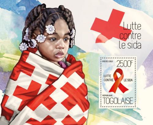 Poštová známka Togo 2013 Boj proti AIDS Mi# Block 922 Kat 10€