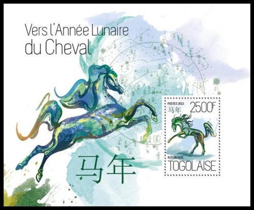 Poštová známka Togo 2013 Rok kone Mi# Block 923 Kat 10€