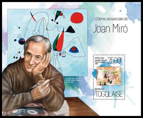 Poštová známka Togo 2013 Umenie, Joan Miró Mi# Block 917 Kat 10€