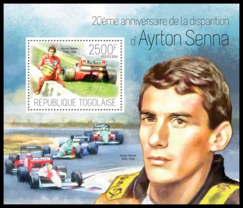 Potov znmka Togo 2014 Ayrton Senna, Formule 1 Mi# Block 945 Kat 10