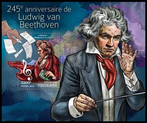 Potov znmka Togo 2015 Ludwig van Beethoven Mi# Block 1199 Kat 13