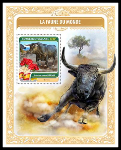 Potov znmka Togo 2016 Fauna svta - panielsko Mi# Block 1334 Kat 13 - zvi obrzok