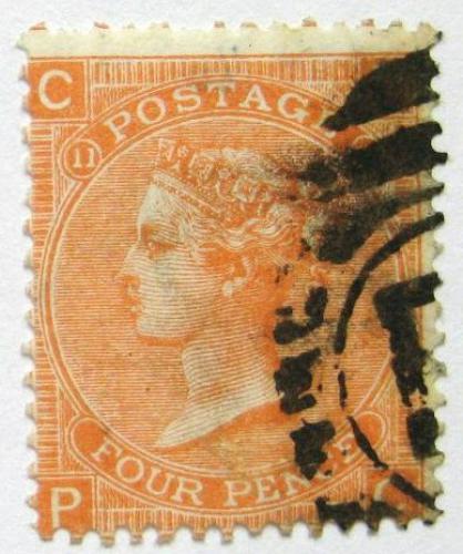 Poštová známka Ve¾ká Británia 1865 Krá¾ovna Viktória SC# 43, desky è. 11 Kat $65
