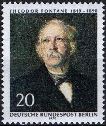 Poštová známka Západný Berlín 1970 Theodor Fontane, básník Mi# 353