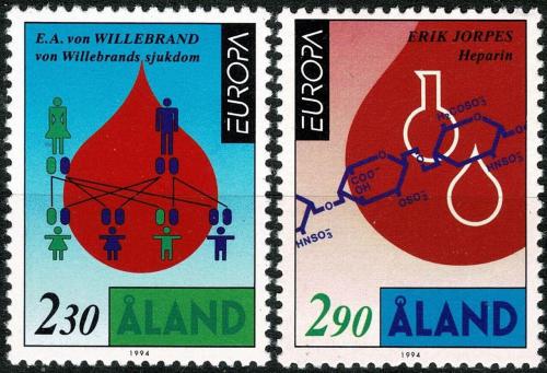 Poštové známky Alandy 1994 Európa CEPT, objavy Mi# 86-87 Kat 4.50€
