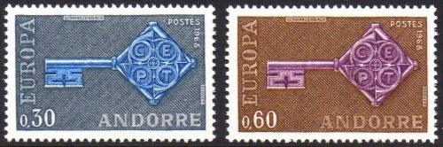 Poštové známky Andorra Fr. 1968 Európa CEPT Mi# 208-09 Kat 16€ 	