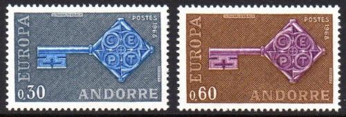 Poštové známky Andorra Fr. 1968 Európa CEPT Mi# 208-09 Kat 16€ 	